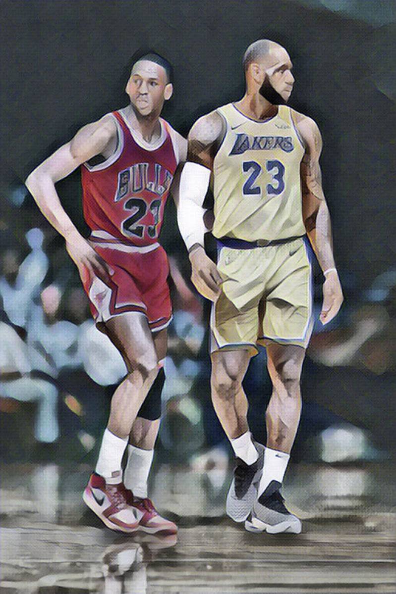 Michael Jordan Vs Lebron James Abstract Art 1 - Poster | Canvas Wall Art Print