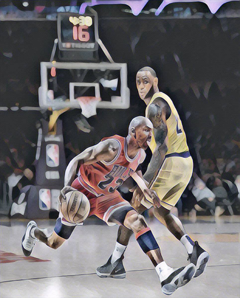 Michael Jordan Vs Lebron James Abstract Art 2 - Poster | Canvas Wall Art Print