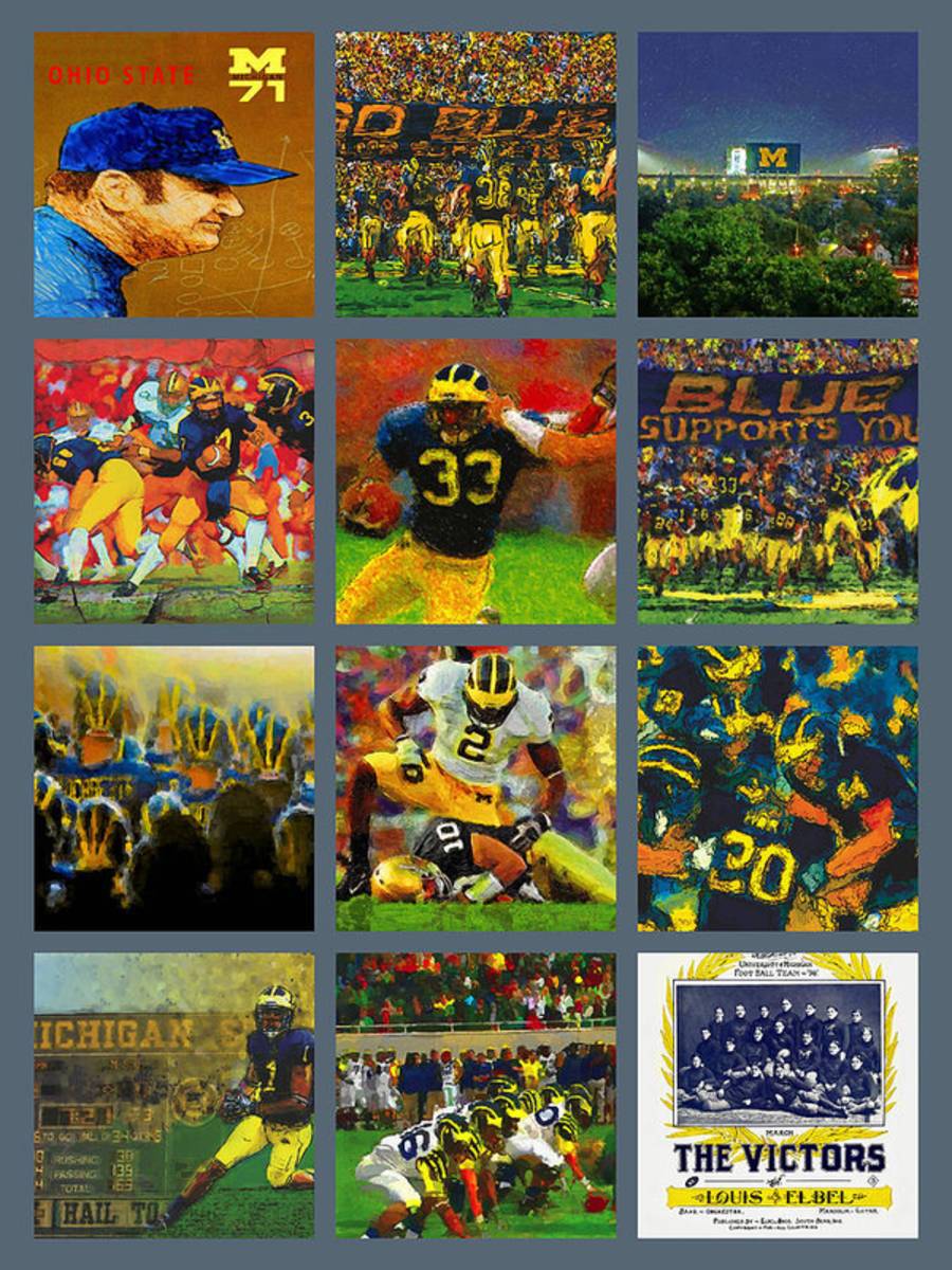 Michigan Wolverines Football Collage - Poster | Canvas Wall Art Print