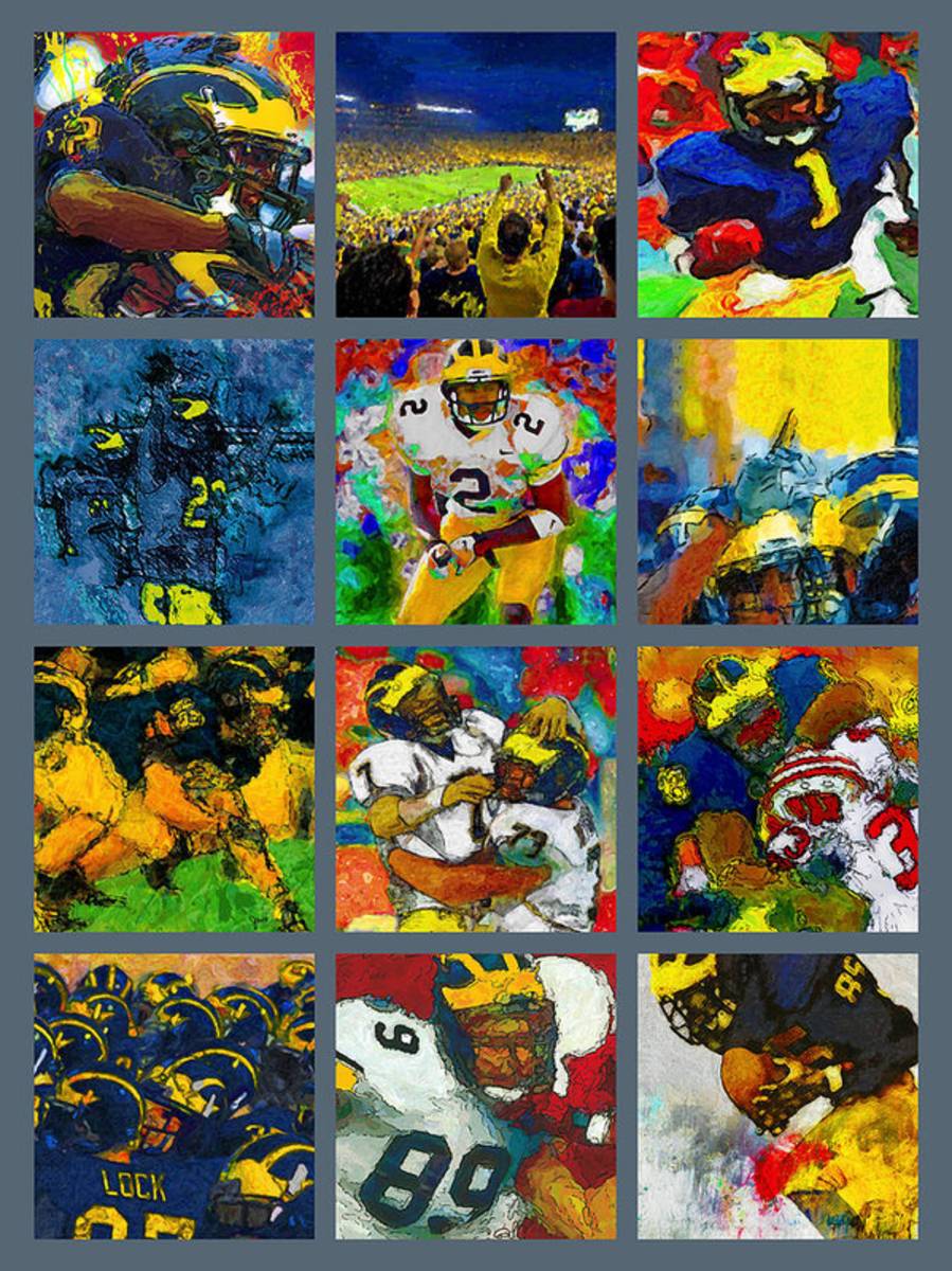 Michigan Wolverines Football Two Collage - Poster | Canvas Wall Art Print