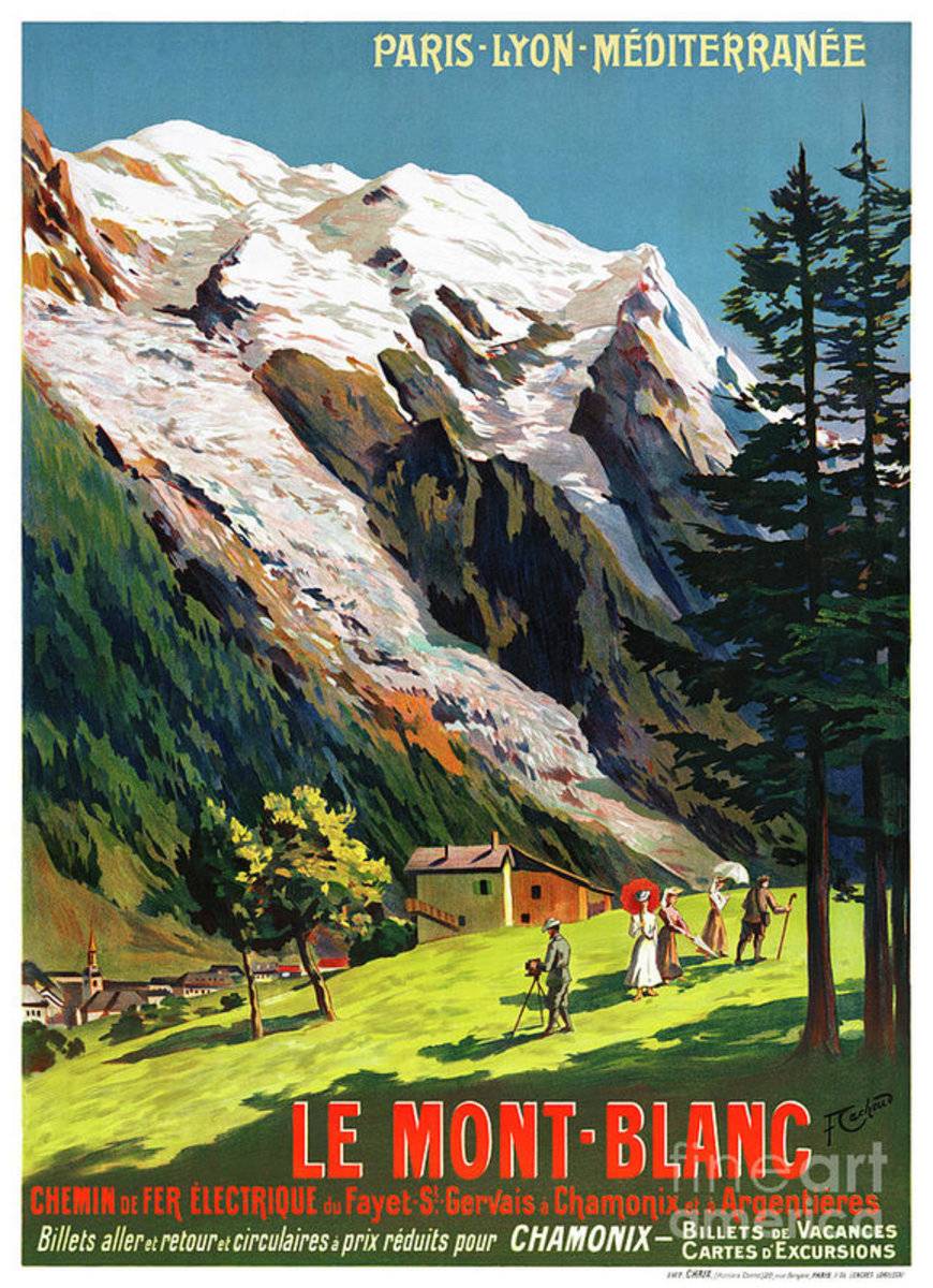 Mont Blanc France Vintage Travel Restored - Poster | Canvas Wall Art Print
