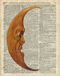 Moon Face Dictionary Art - Poster | Canvas Wall Art Print