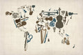 Musical Instruments Map Of The World Map - Poster | Canvas Wall Art Print