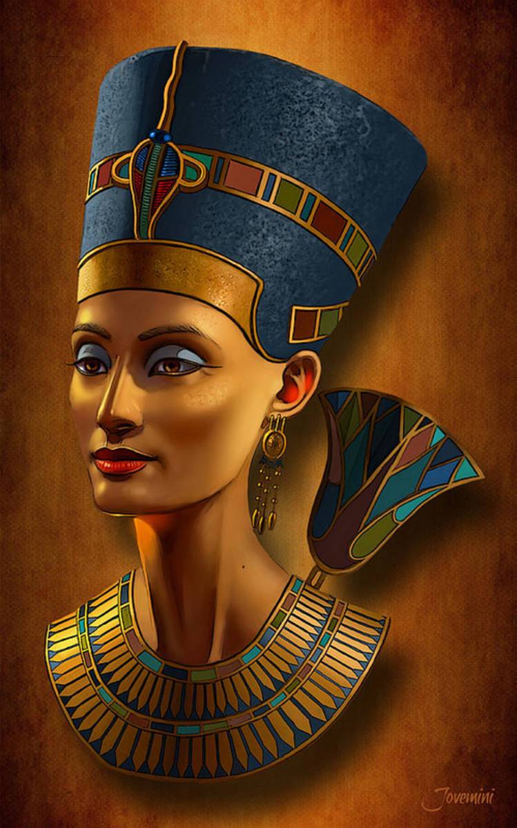 Nefertiti Egyptian Queen On Papyrus - Poster | Canvas Wall Art Print