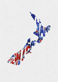 New Zealand Typographic Map Flag - Poster | Canvas Wall Art Print
