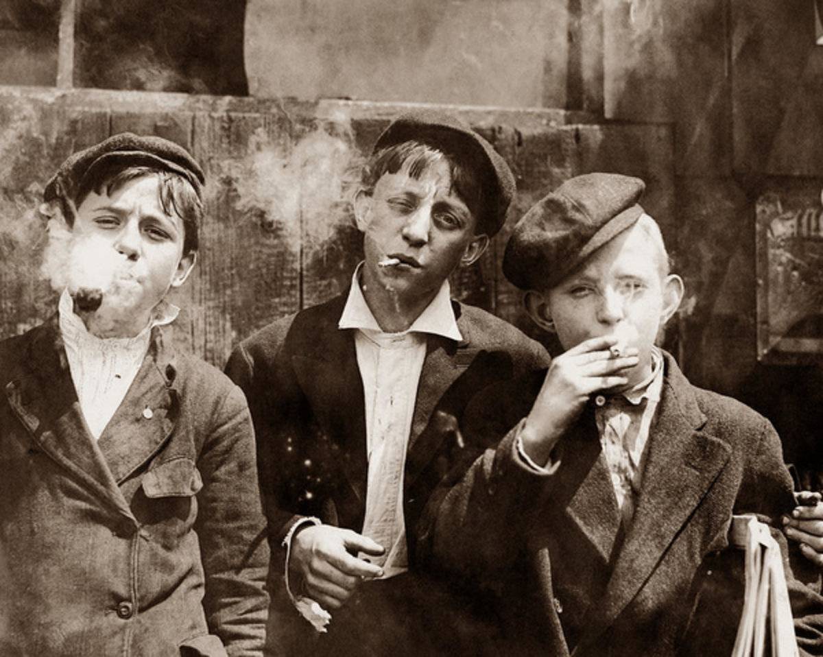 Newsboys Smoking - 1910 Child Labor Photo - Poster | Canvas Wall Art Print