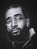 Nipsey Hussle Rapper Portrait Original Oil Painting Black Velvet Jm286 - Rapper - Poster | Canvas Wall Art Print