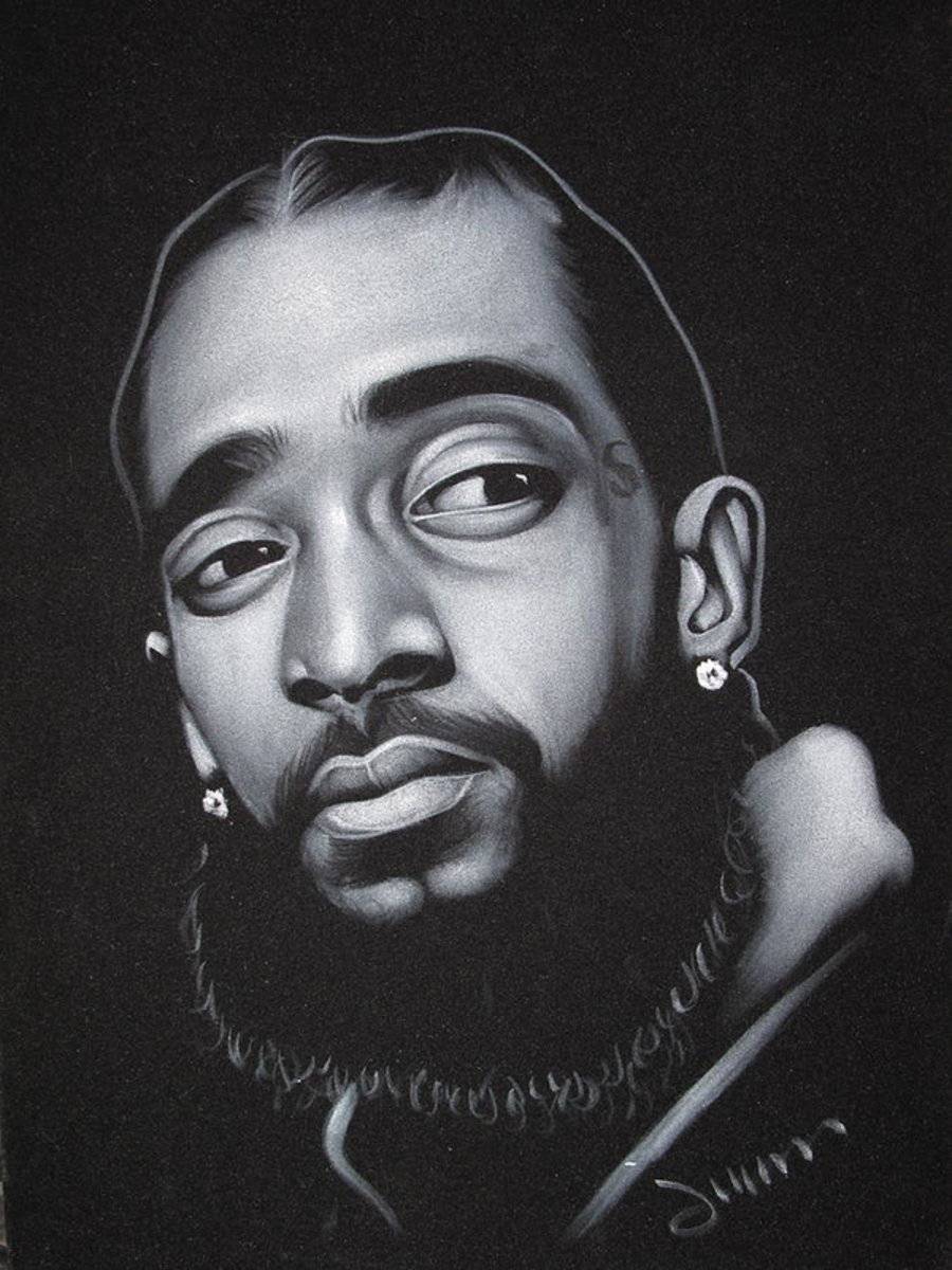 Nipsey Hussle Rapper Portrait Original Oil Painting Black Velvet Jm286 - Rapper - Poster | Canvas Wall Art Print