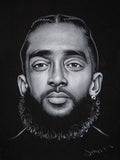 Nipsey Hussle Rapper Portrait Original Oil Painting Black Velvet Jm287 - Rapper - Poster | Canvas Wall Art Print