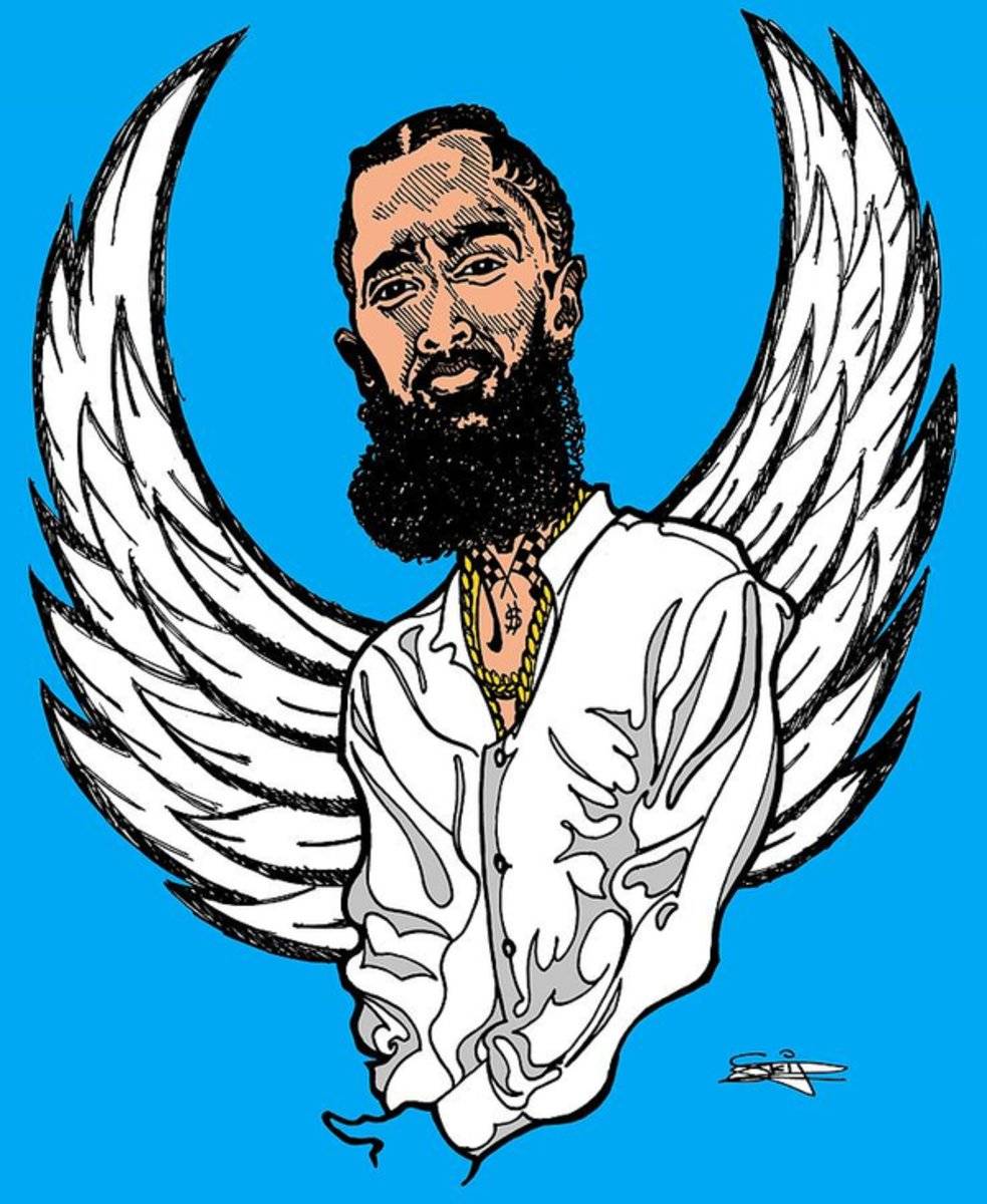 Nipsey Wings White - Rapper - Poster | Canvas Wall Art Print