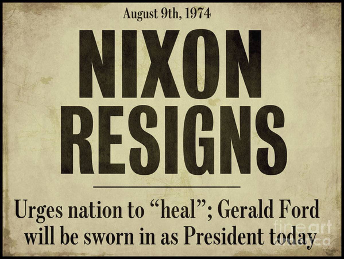 Nixon Resigns Newspaper Headline - Poster | Canvas Wall Art Print