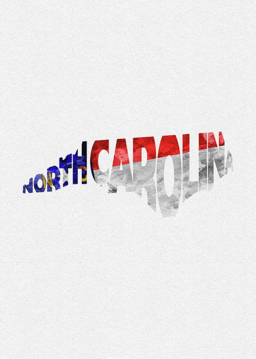 North Carolina Typographic Map Flag - Poster | Canvas Wall Art Print