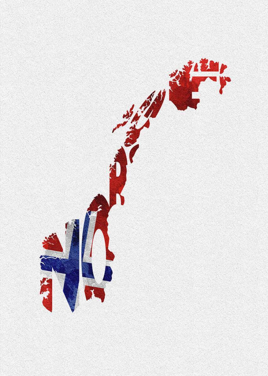 Norway Typographic Map Flag - Poster | Canvas Wall Art Print