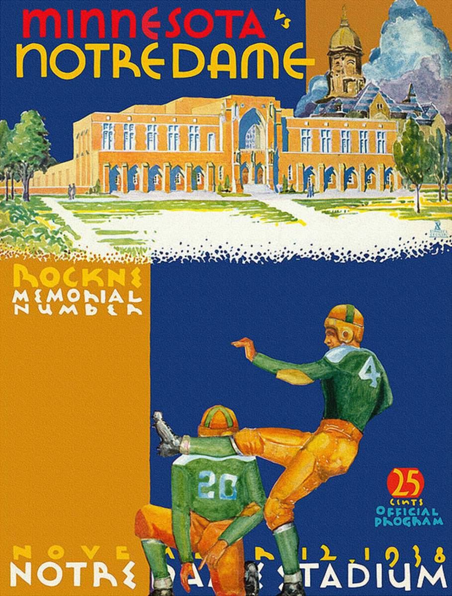Notre Dame Versus Minnesota 1938 Program - Poster | Canvas Wall Art Print