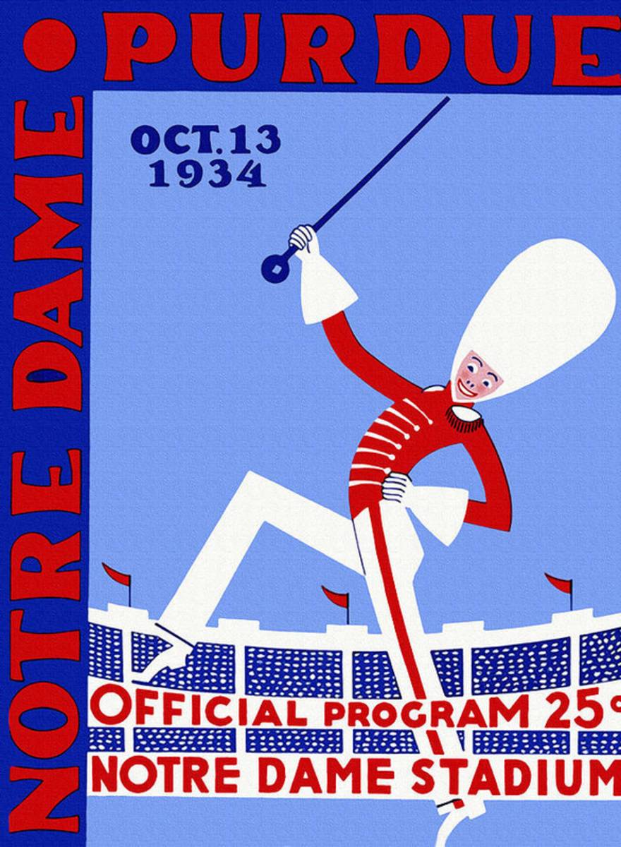 Notre Dame Versus Purdue 1934 Program - Poster | Canvas Wall Art Print