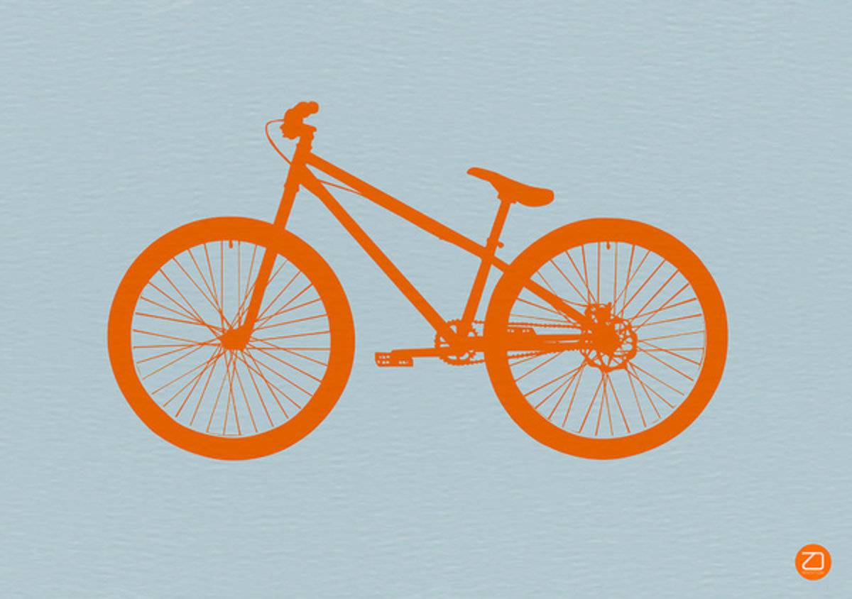 Orange Bicycle - Poster | Canvas Wall Art Print