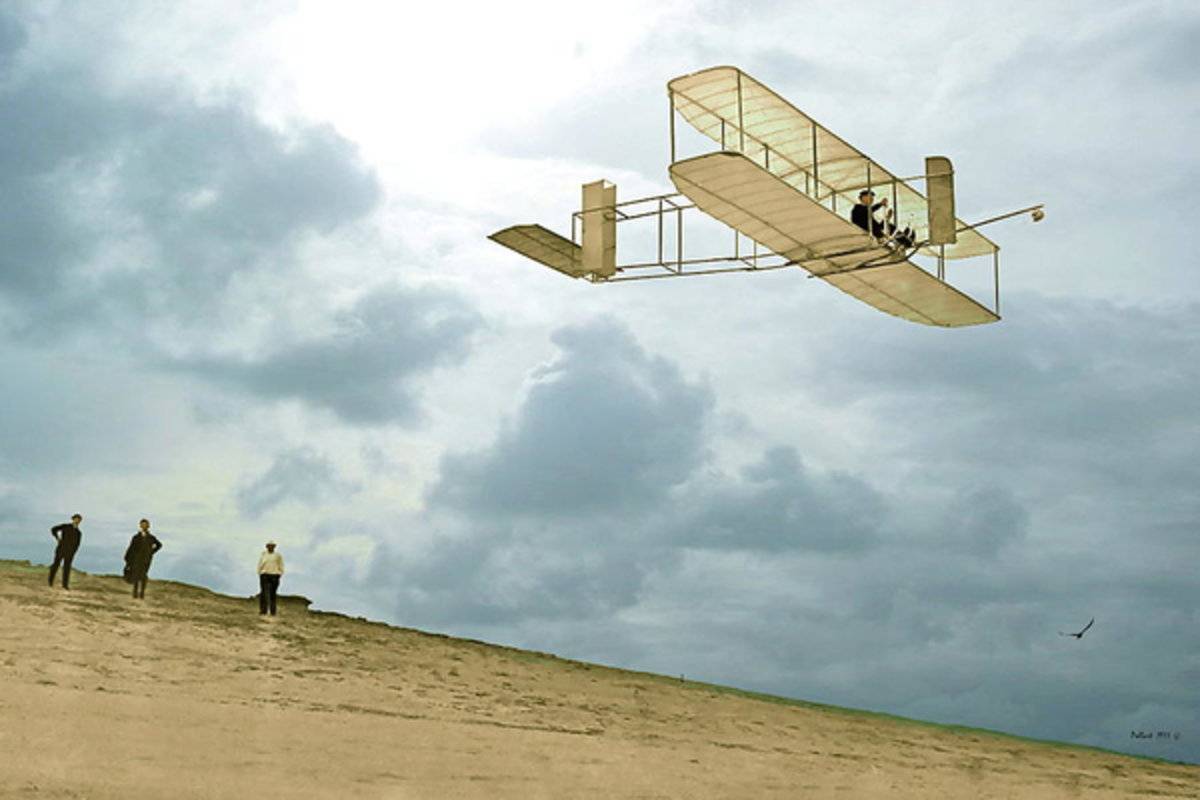 Orville Wright Soars Above Kill Devil Hill - Poster | Canvas Wall Art Print