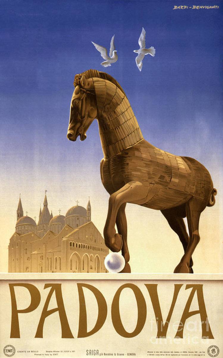 Padua Padova Italy Vintage Travel Restored - Poster | Canvas Wall Art Print