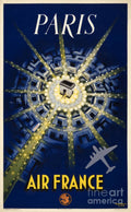 Paris Air France Vintage Travel Restored - Poster | Canvas Wall Art Print