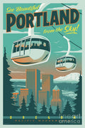 Portland - Tram Retro Travel - Poster | Canvas Wall Art Print