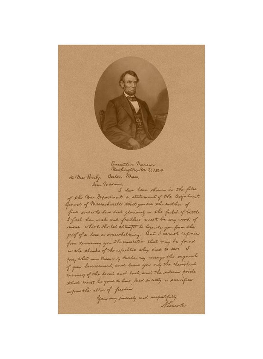 President Lincoln'S Letter To Mrs. Bixby - Poster | Canvas Wall Art Print
