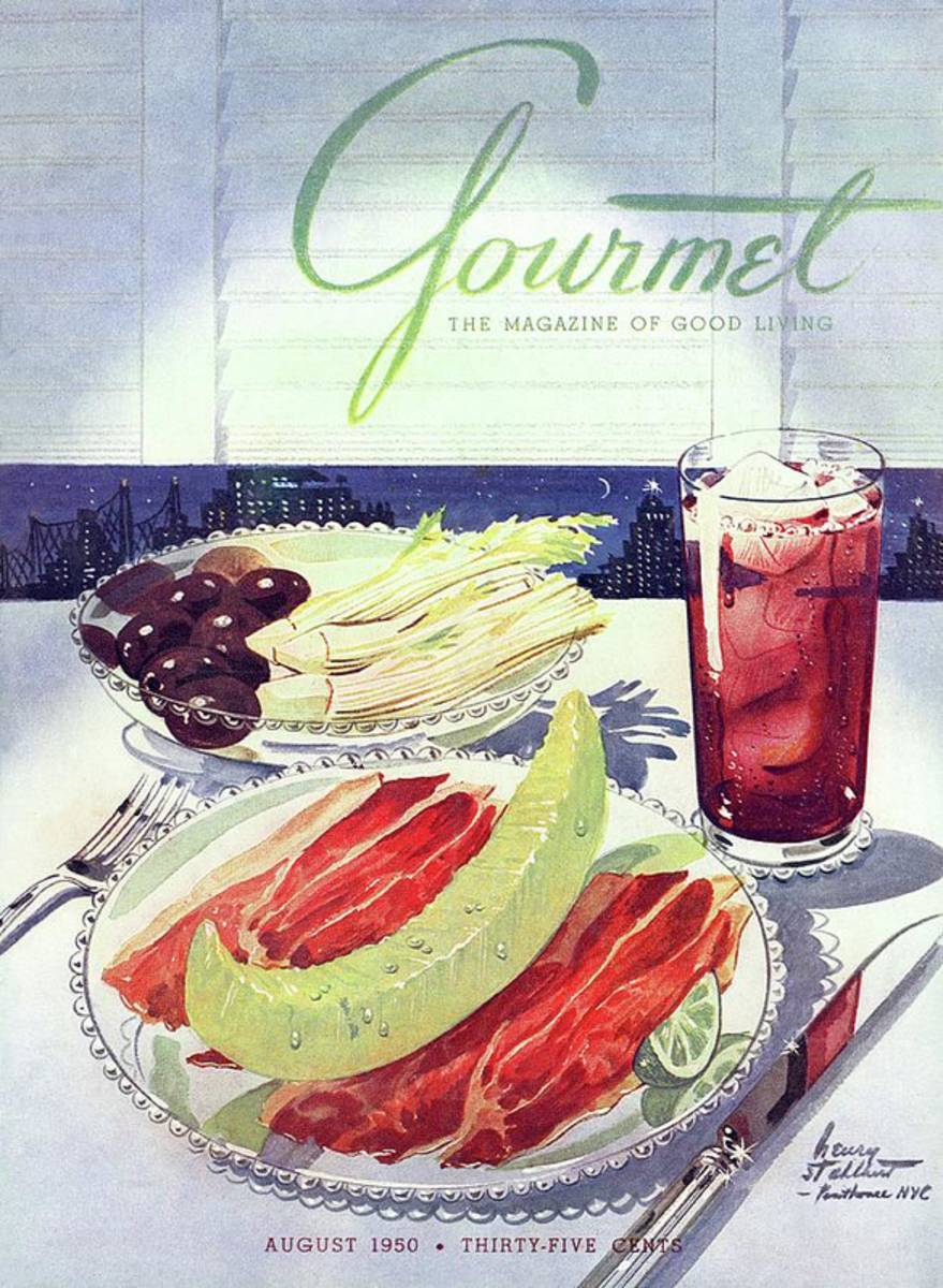 Prosciutto, Melon, Olives, Celery And A Glass - Poster | Canvas Wall Art Print