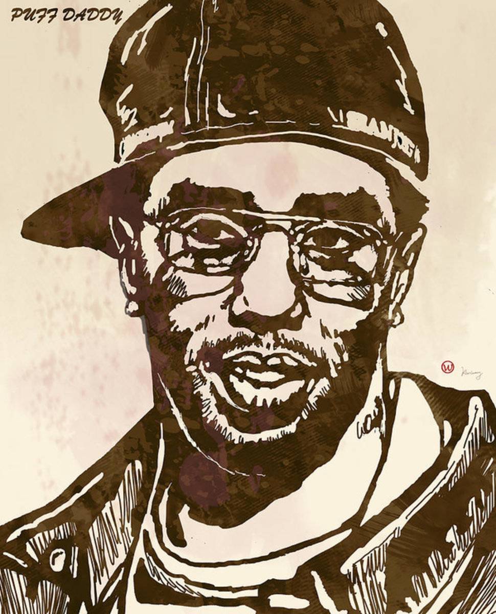 Puff Daddy Pop Stylised Art Sketch - Rapper - Poster | Canvas Wall Art Print