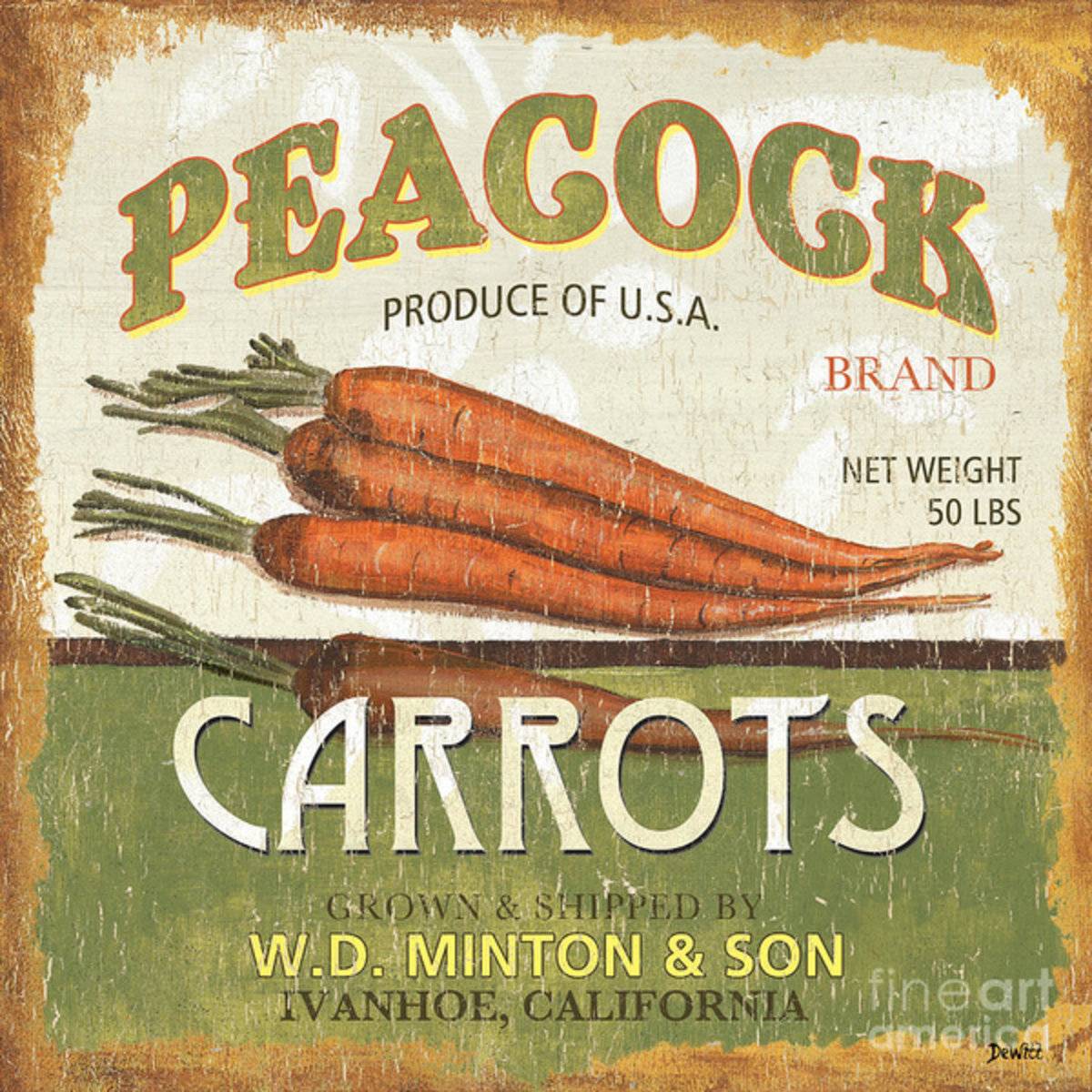 Retro Veggie Label 2 - Poster | Canvas Wall Art Print