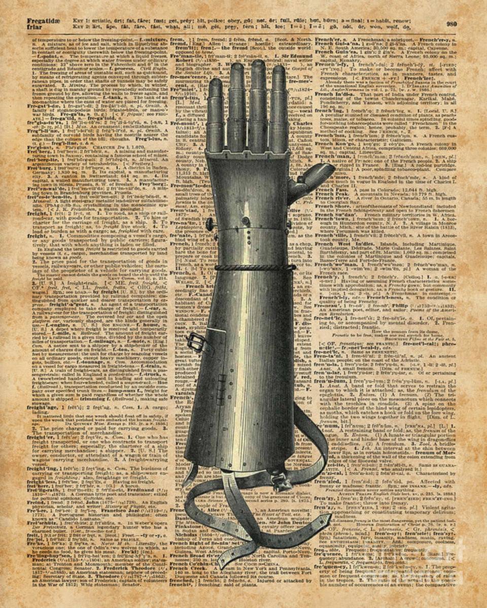 Robo Hand,Artifical Arm Dictionary Art - Poster | Canvas Wall Art Print