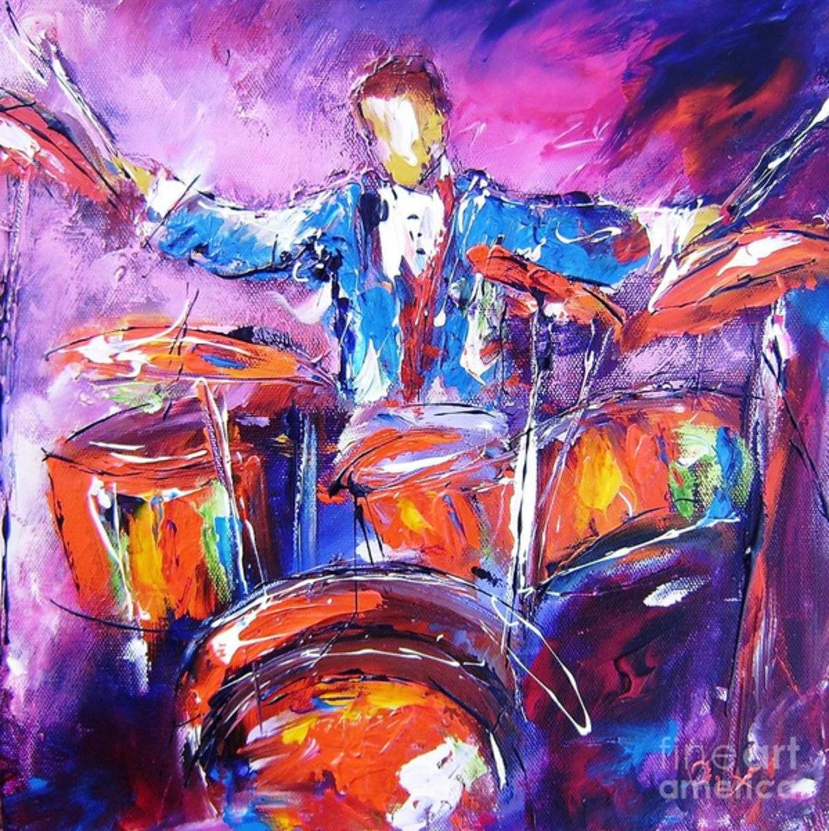 Rock Drummer Painting Available As An Art Print - Poster | Canvas Wall Art Print