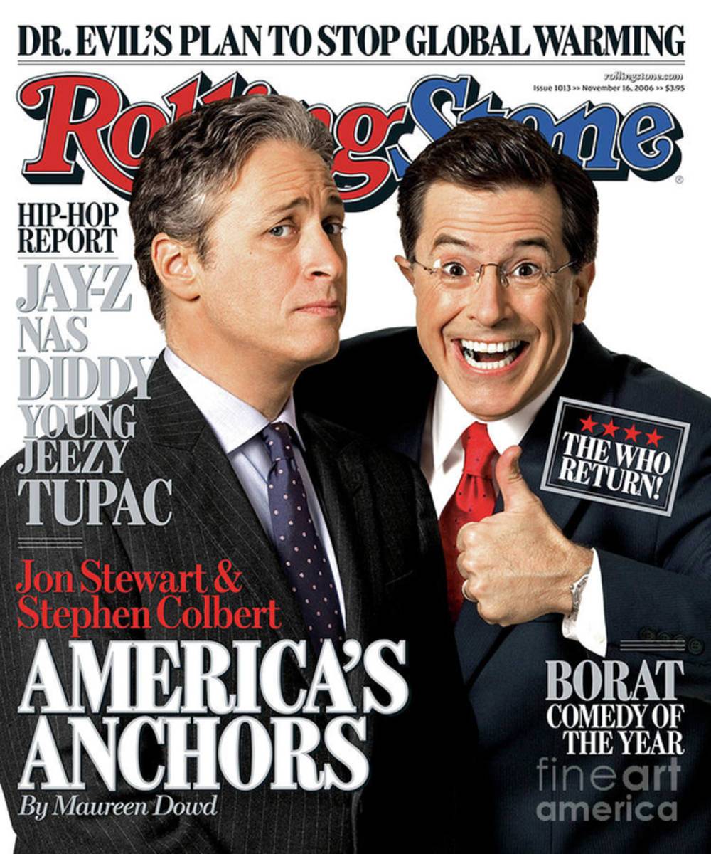 Rolling Stone Cover - Volume #1013 - 11/16/2006 - Jon Stewart And Stephen Colbert - Poster | Canvas Wall Art Print
