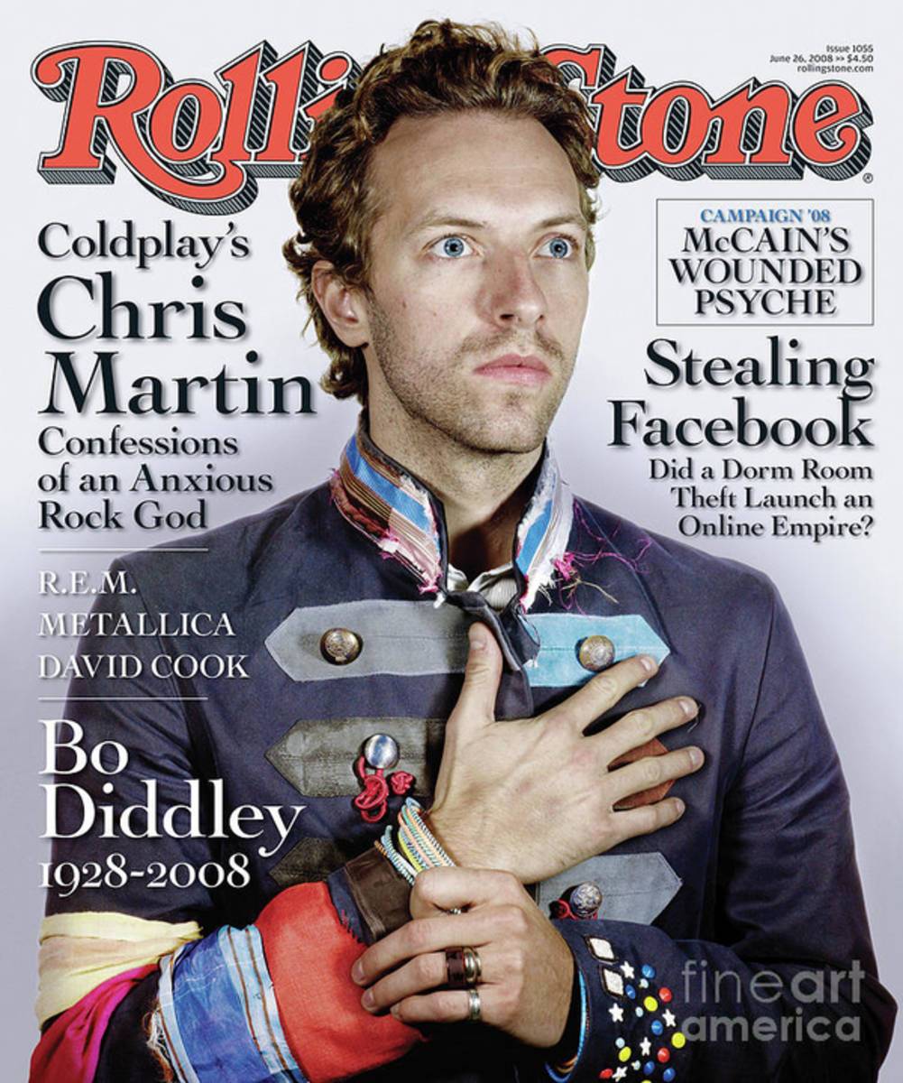 Rolling Stone Cover - Volume #1055 - 6/26/2008 - Chris Martin - Poster | Canvas Wall Art Print