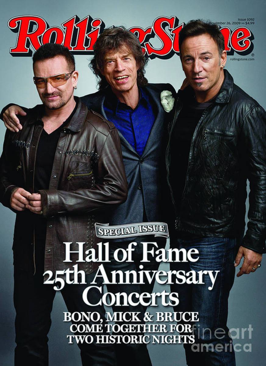 Rolling Stone Cover - Volume #1092 - 11/26/2009 - Bono, Mick Jagger, And Bruce Springsteen - Poster | Canvas Wall Art Print