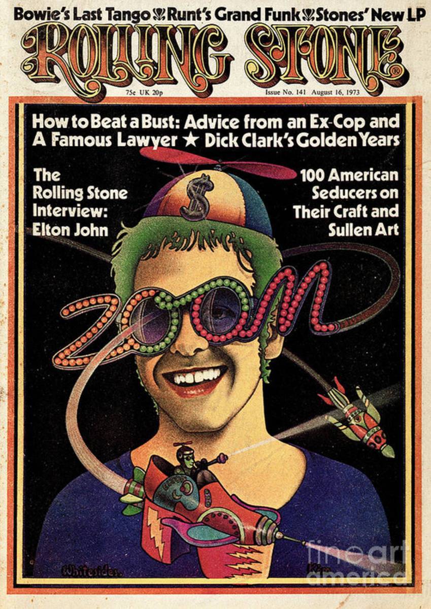 Rolling Stone Cover - Volume #141 - 8/16/1973 - Elton John - Poster | Canvas Wall Art Print