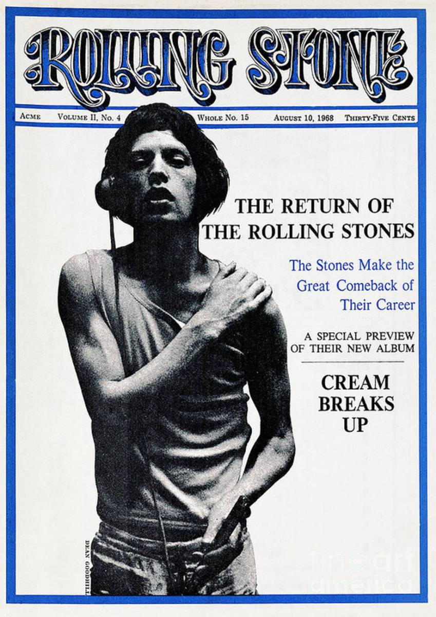 Rolling Stone Cover - Volume #15 - 8/10/1968 - Mick Jagger - Poster | Canvas Wall Art Print