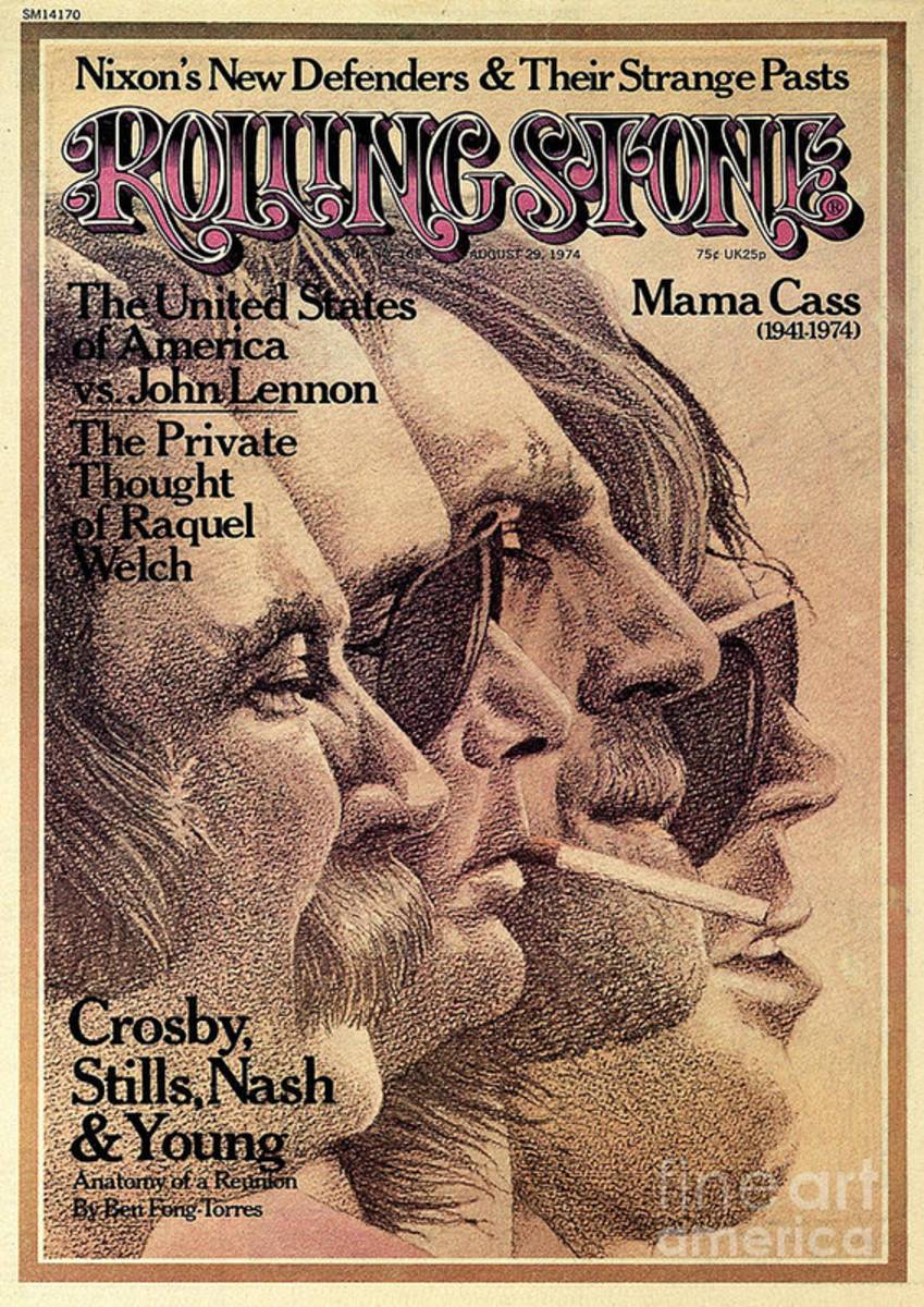 Rolling Stone Cover - Volume #168 - 8/29/1974 - Crosby, Still, Nash And Young - Poster | Canvas Wall Art Print