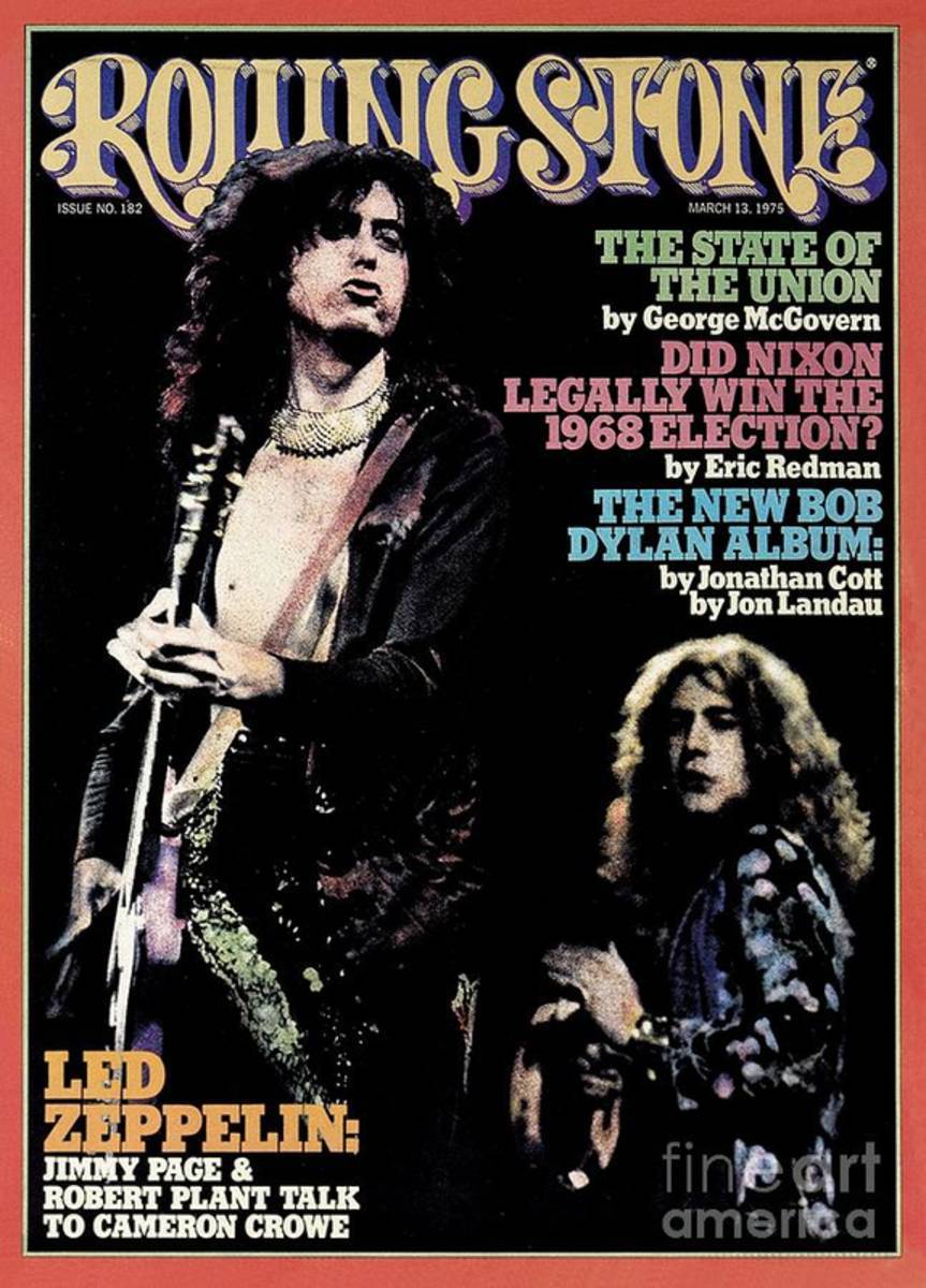 Rolling Stone Cover - Volume #182 - 3/13/1975 - Jimmy Page And Robert Plant - Poster | Canvas Wall Art Print