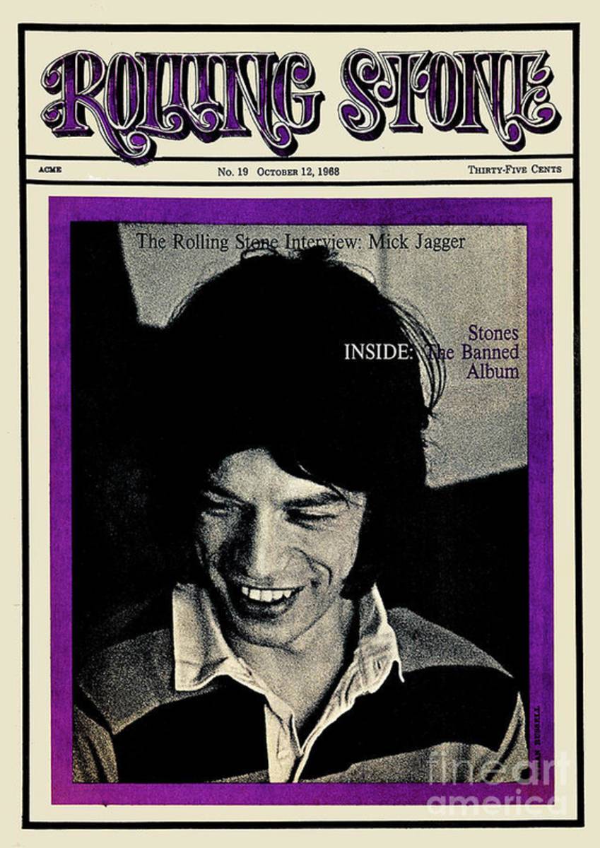 Rolling Stone Cover - Volume #19 - 10/12/1968 - Mick Jagger - Poster | Canvas Wall Art Print