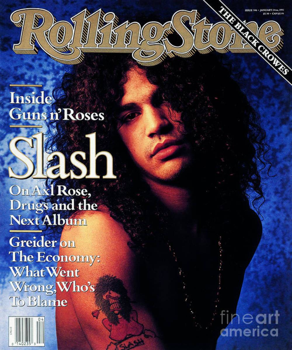 Rolling Stone Cover - Volume #596 - 1/24/1991 - Slash - Poster | Canvas Wall Art Print