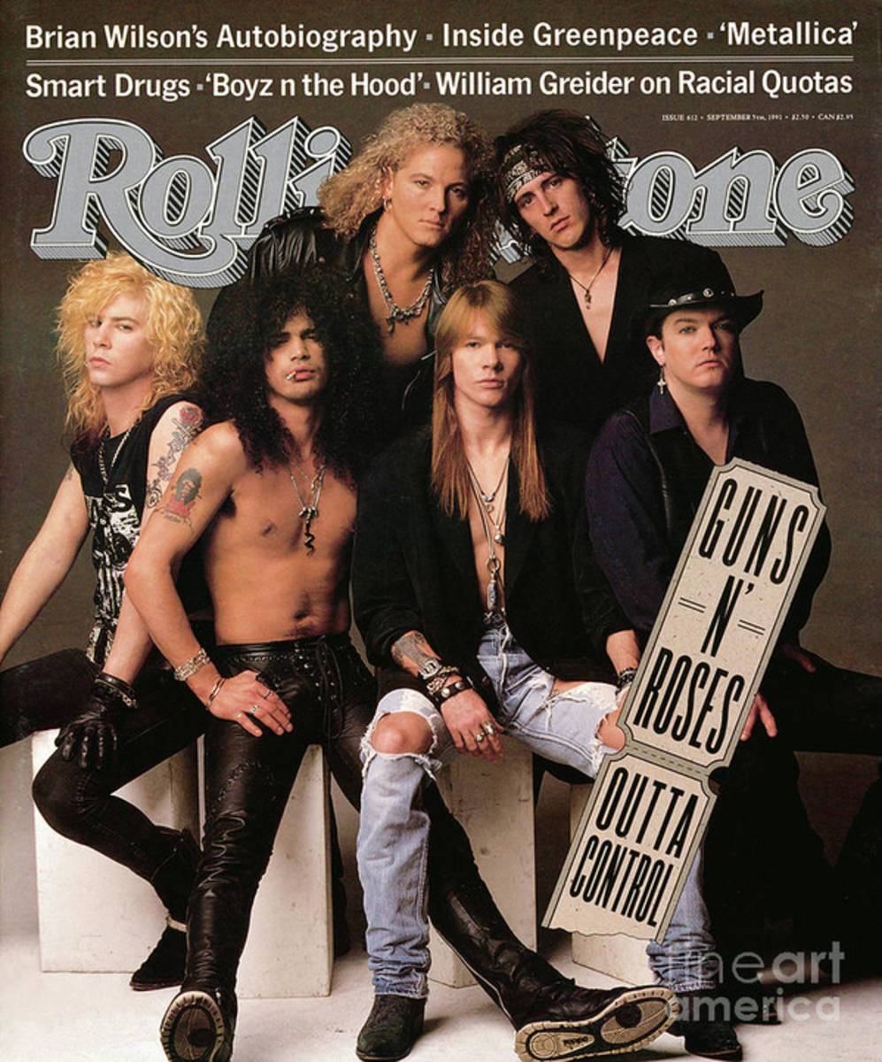 Rolling Stone Cover - Volume #612 - 9/5/1991 - Guns 'N Roses - Poster | Canvas Wall Art Print