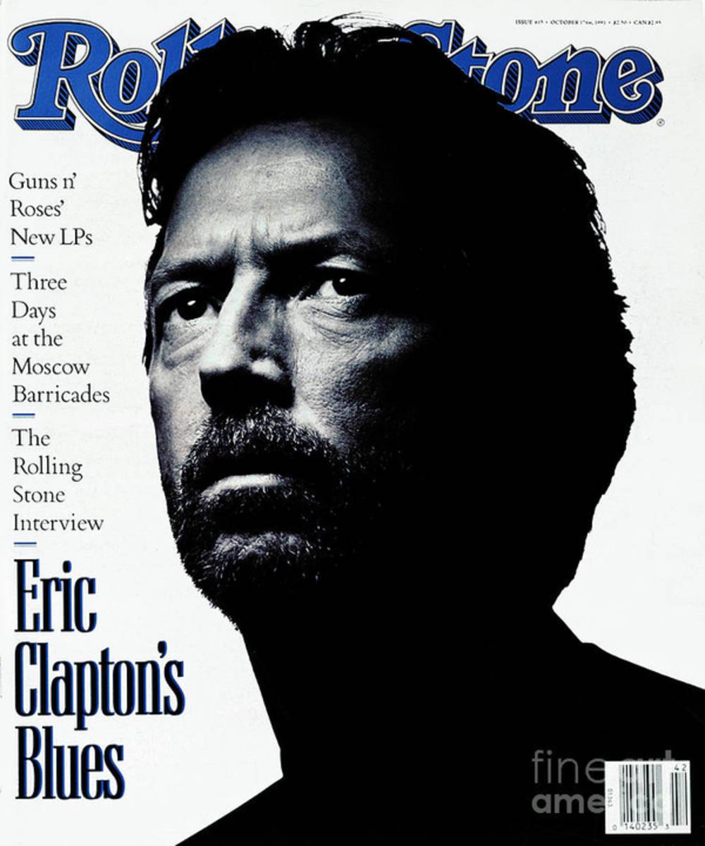 Rolling Stone Cover - Volume #615 - 10/17/1991 - Eric Clapton - Poster | Canvas Wall Art Print