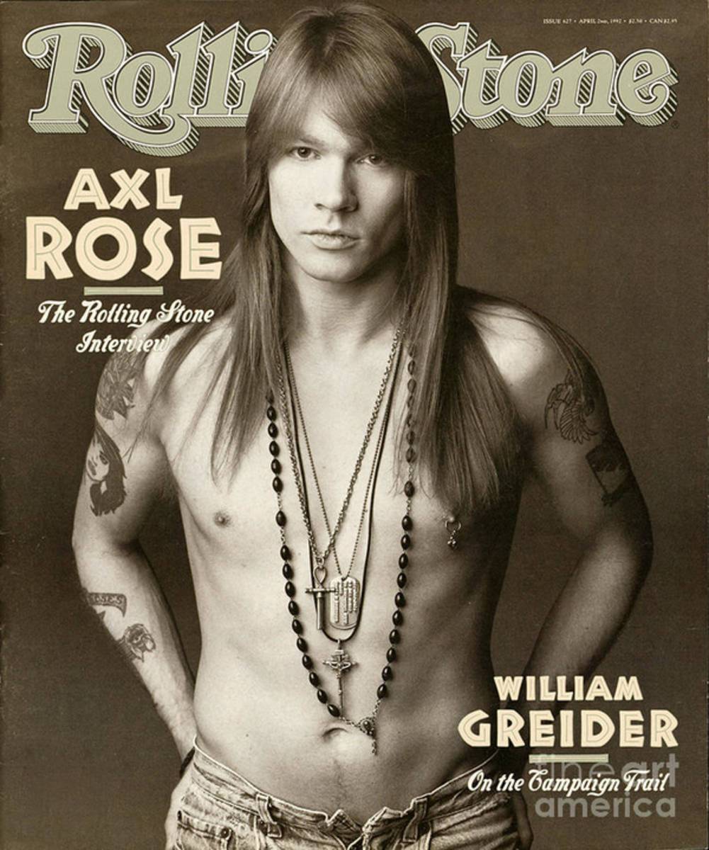 Rolling Stone Cover - Volume #627 - 4/2/1992 - Axl Rose - Poster | Canvas Wall Art Print