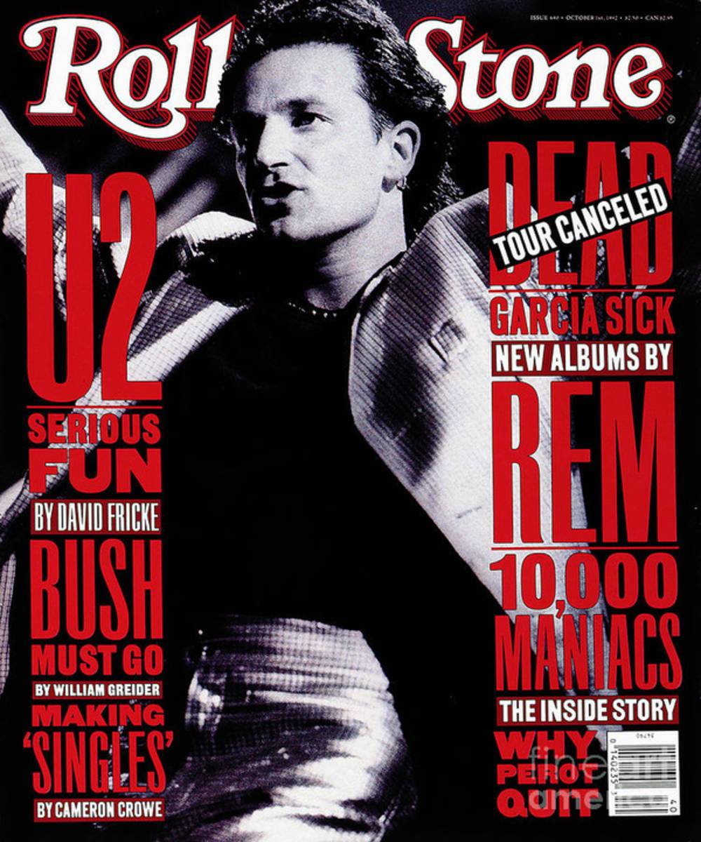 Rolling Stone Cover - Volume #640 - 10/1/1992 - Bono - Poster | Canvas Wall Art Print