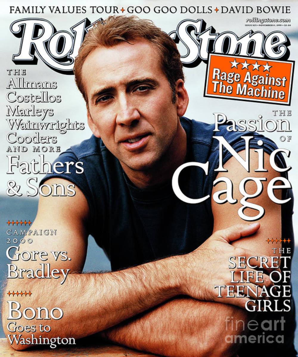 Rolling Stone Cover - Volume #825 - 11/11/1999 - Nicolas Cage - Poster | Canvas Wall Art Print