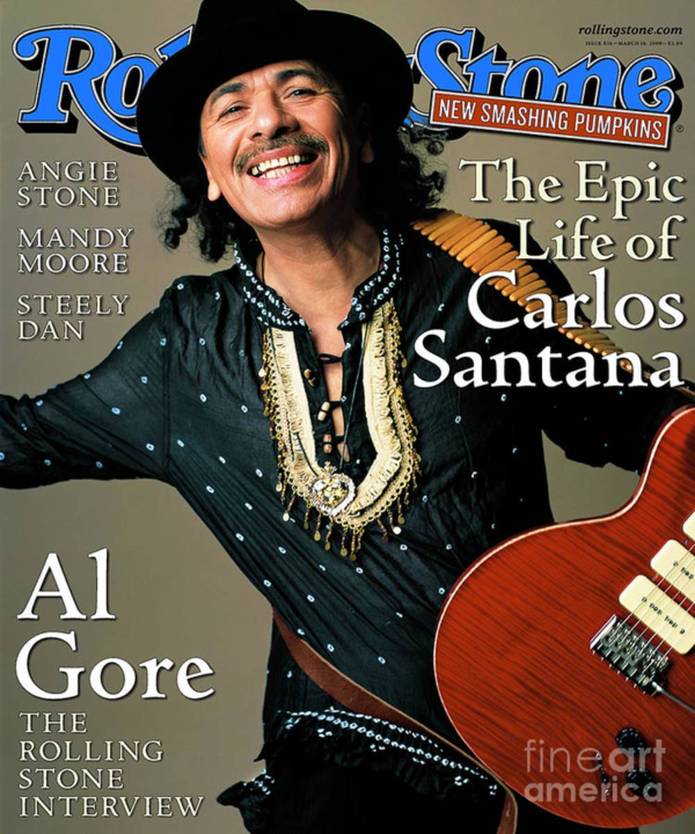Rolling Stone Cover - Volume #836 - 3/16/2000 - Carlos Santana - Poster | Canvas Wall Art Print