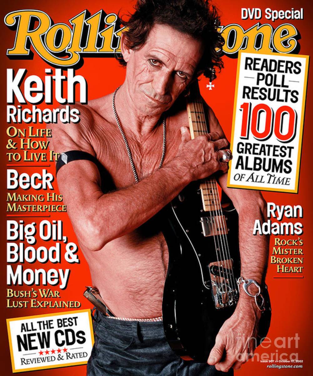 Rolling Stone Cover - Volume #907 - 10/17/2002 - Keith Richards - Poster | Canvas Wall Art Print