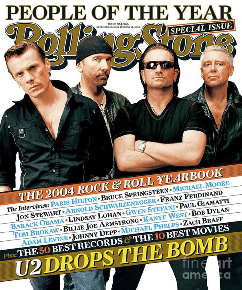 Rolling Stone Cover - Volume #965 - 12/30/2004 - U2 - Poster | Canvas Wall Art Print