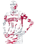 Russell Westbrook Houston Rockets Watercolor Strokes Pixel Art 1 - Poster | Canvas Wall Art Print