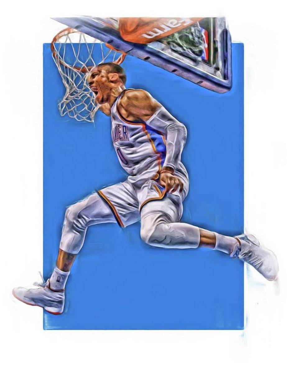 Russell Westbrook Oklahoma City Thunder Oil Art 2 - Poster | Canvas Wall Art Print