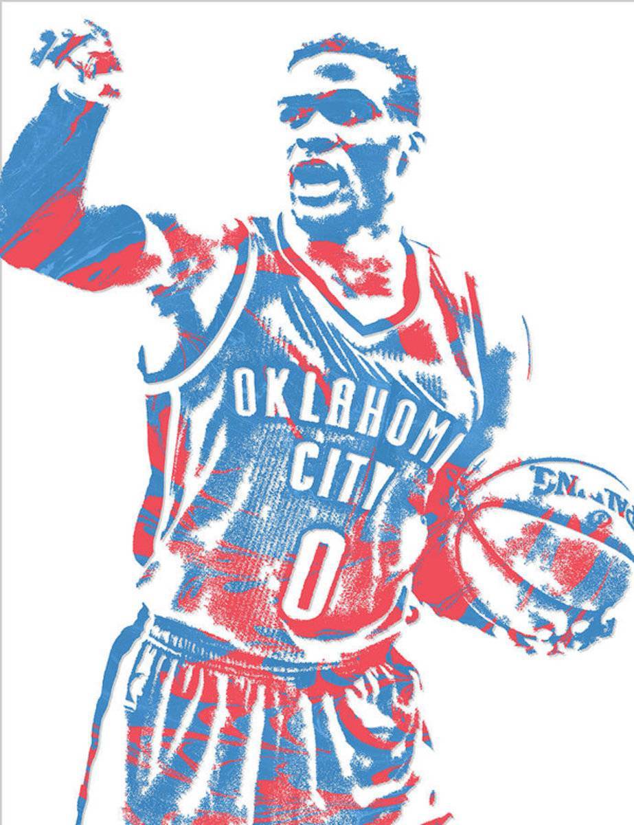 Russell Westbrook Oklahoma City Thunder Pixel Art 15 - Poster | Canvas Wall Art Print